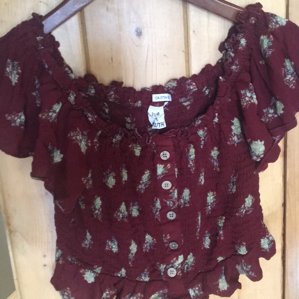 Off the shoulder smocked crop top!!